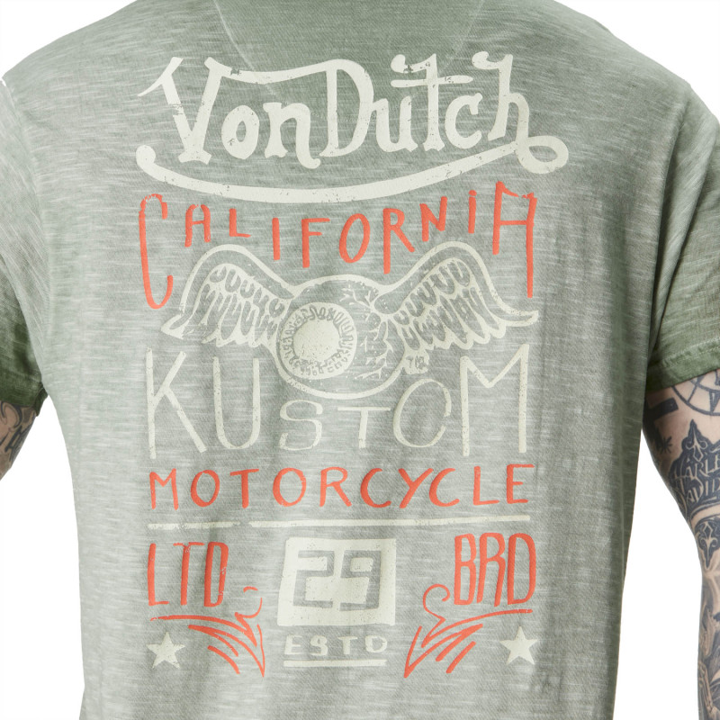 Tee Shirt Kaki coupe Regular Col V effet Chiné, Flammé NAIVE | Homme - Vondutch