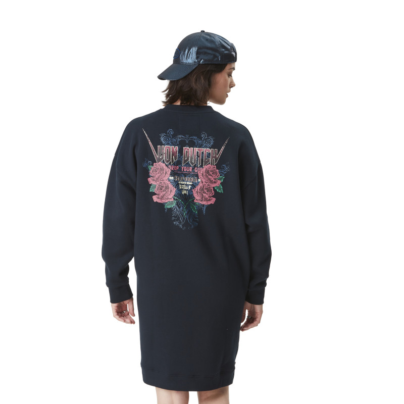 Robe sweat femme avec print et zip sur le côté  Gun