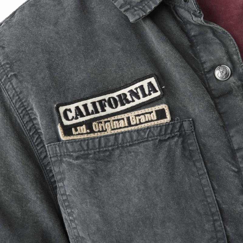 Chemise femme effet délavée avec patch Californie
