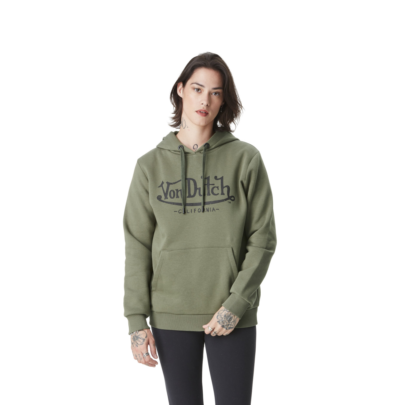 Sweat à capuche Cordon de serrage Vert BASIC | Femme - Von Dutch