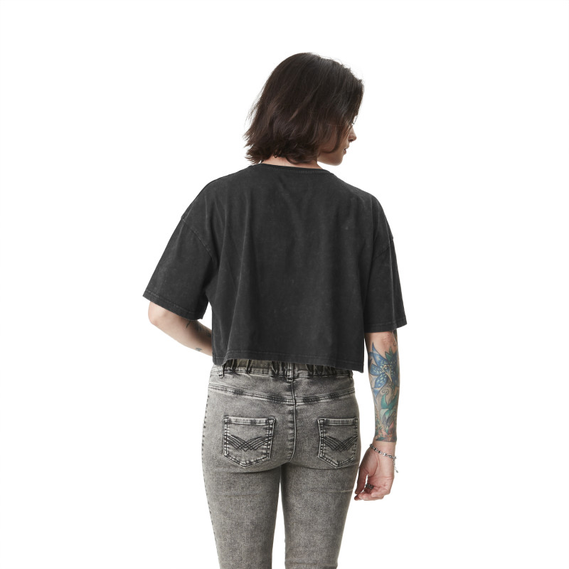 Crop Top Gris coupe Oversize Col rond effet Flammé CAR | Femme - Vondutch