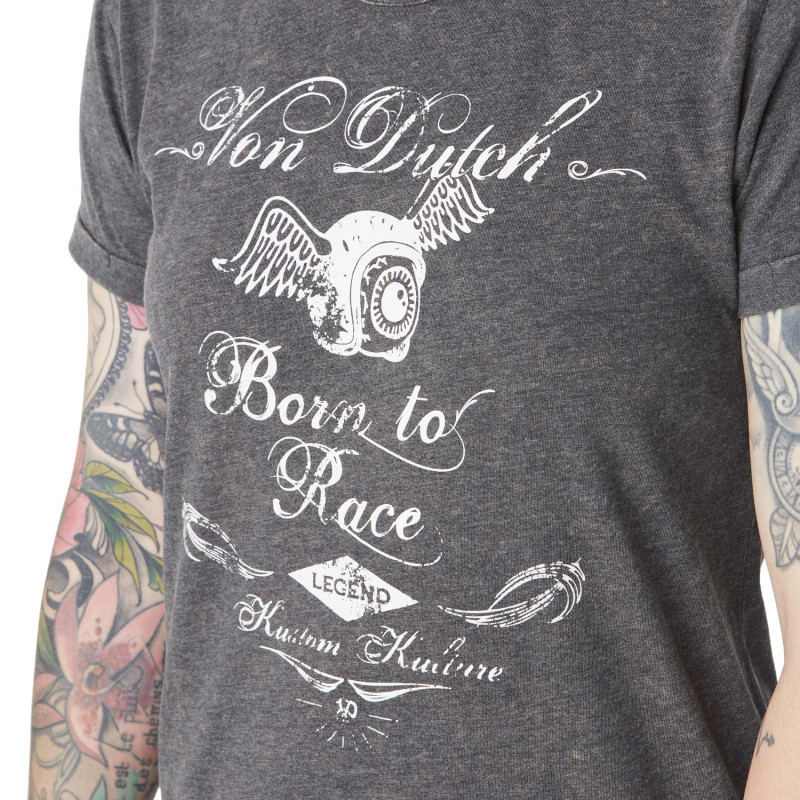 Tee Shirt Gris coupe Regular Col rond effet Chiné Ride | Femme - Vondutch