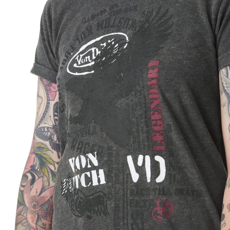 Tee Shirt Gris coupe Regular Col rond effet Flammé Stencil | Femme - Vondutch