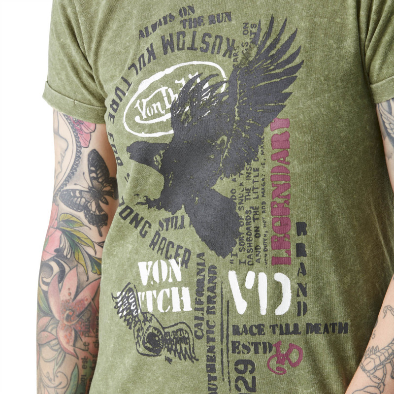 Tee Shirt Vert coupe Regular Col rond effet Flammé Stencil | Femme - Vondutch