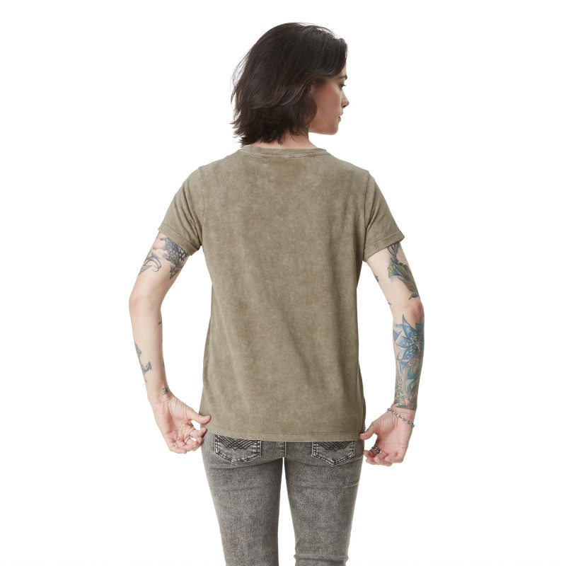 Tee Shirt Vert coupe Regular Col rond effet Délavé, Tie and Dye HELMET | Femme - Vondutch