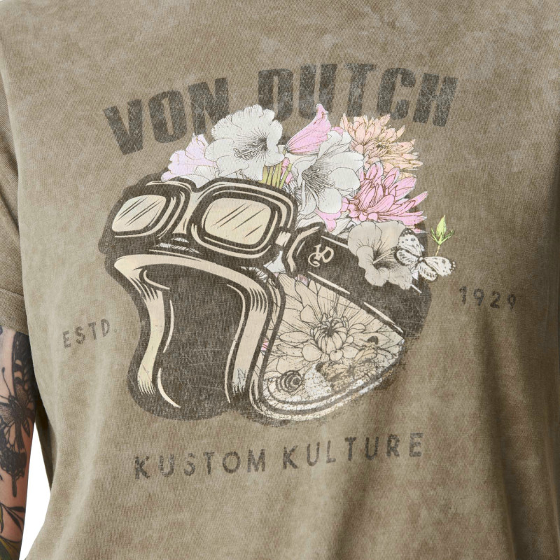 T-shirt femme à col rond acid wash et print devant Helmet