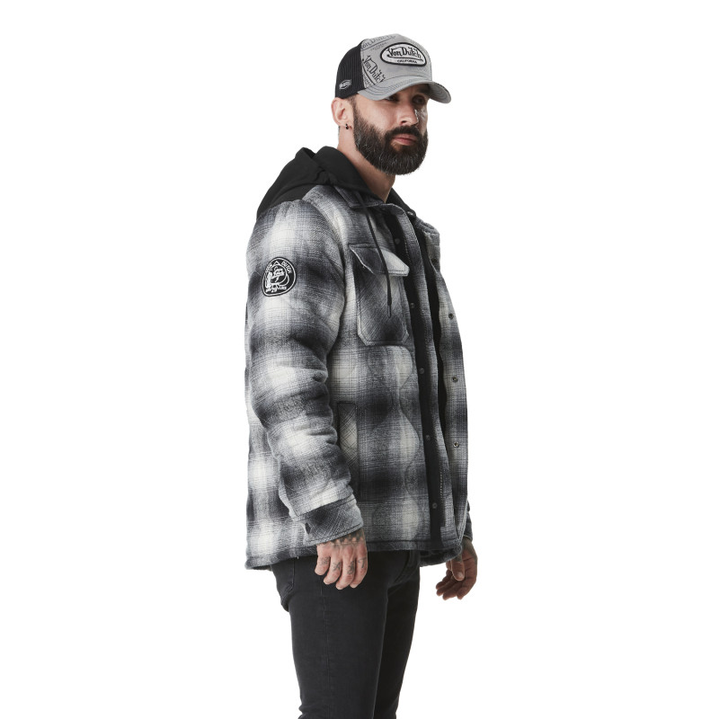 Veste homme à carreaux avec capuche molleton détachable Bastos