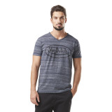 Tee Shirt Bleu coupe Regular Col V effet Strié RON | Homme - Vondutch