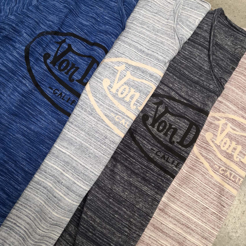 T-shirt homme col v avec traitement en coton Ron