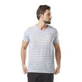 Tee Shirt Bleu coupe Regular Col V effet Strié RON | Homme - Vondutch