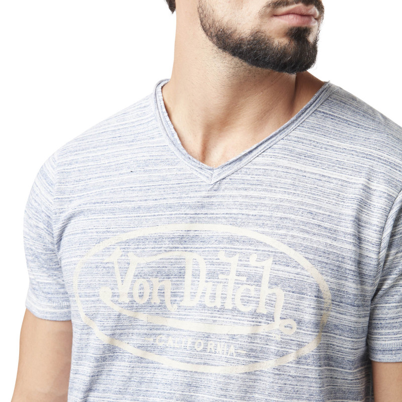 T-shirt homme col v avec traitement en coton Ron