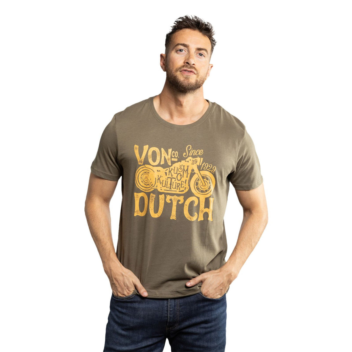 Tee Shirt Kaki coupe Regular Col rond LOGO3 | Homme - Vondutch