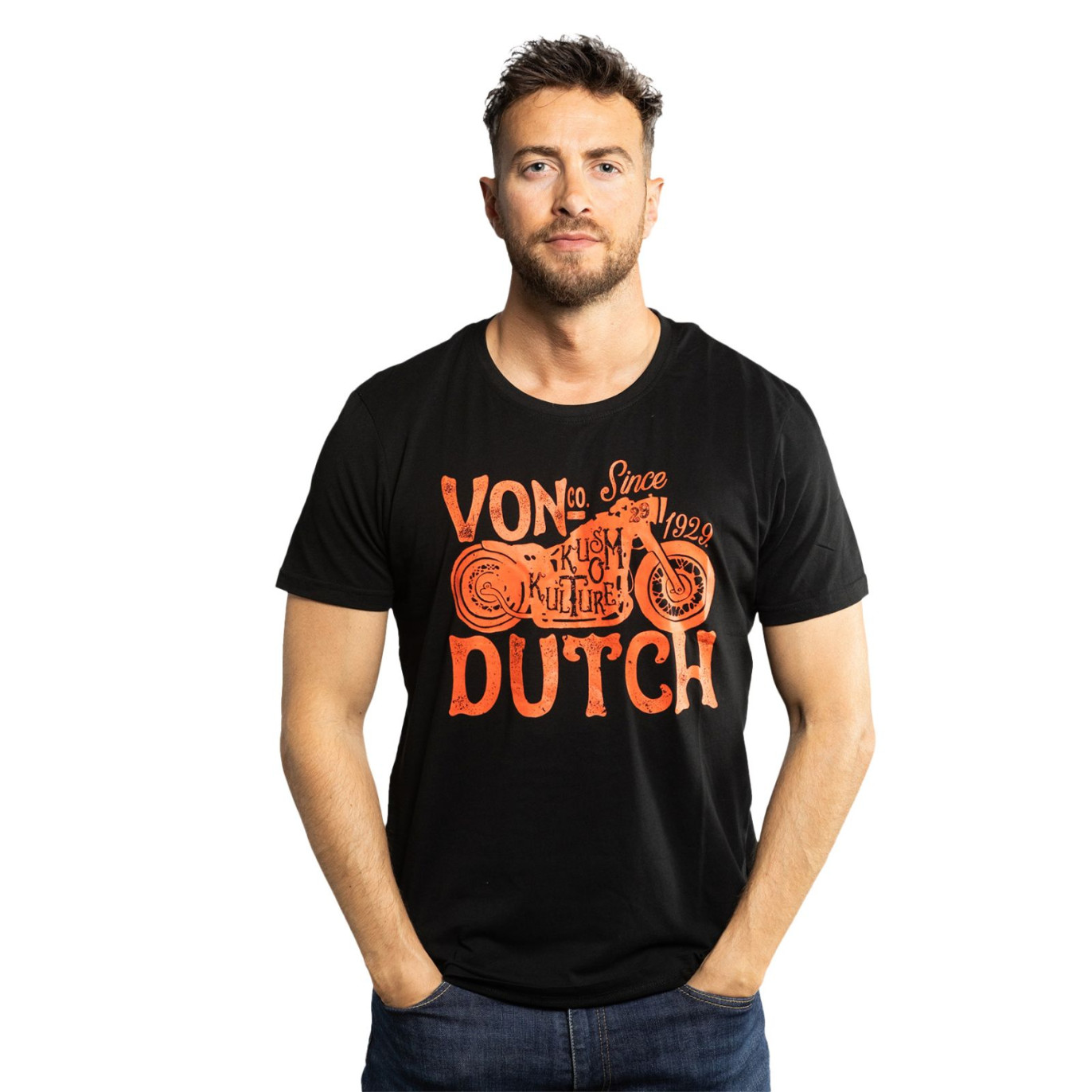 Tee Shirt Noir coupe Regular Col rond LOGO3 | Homme - Vondutch