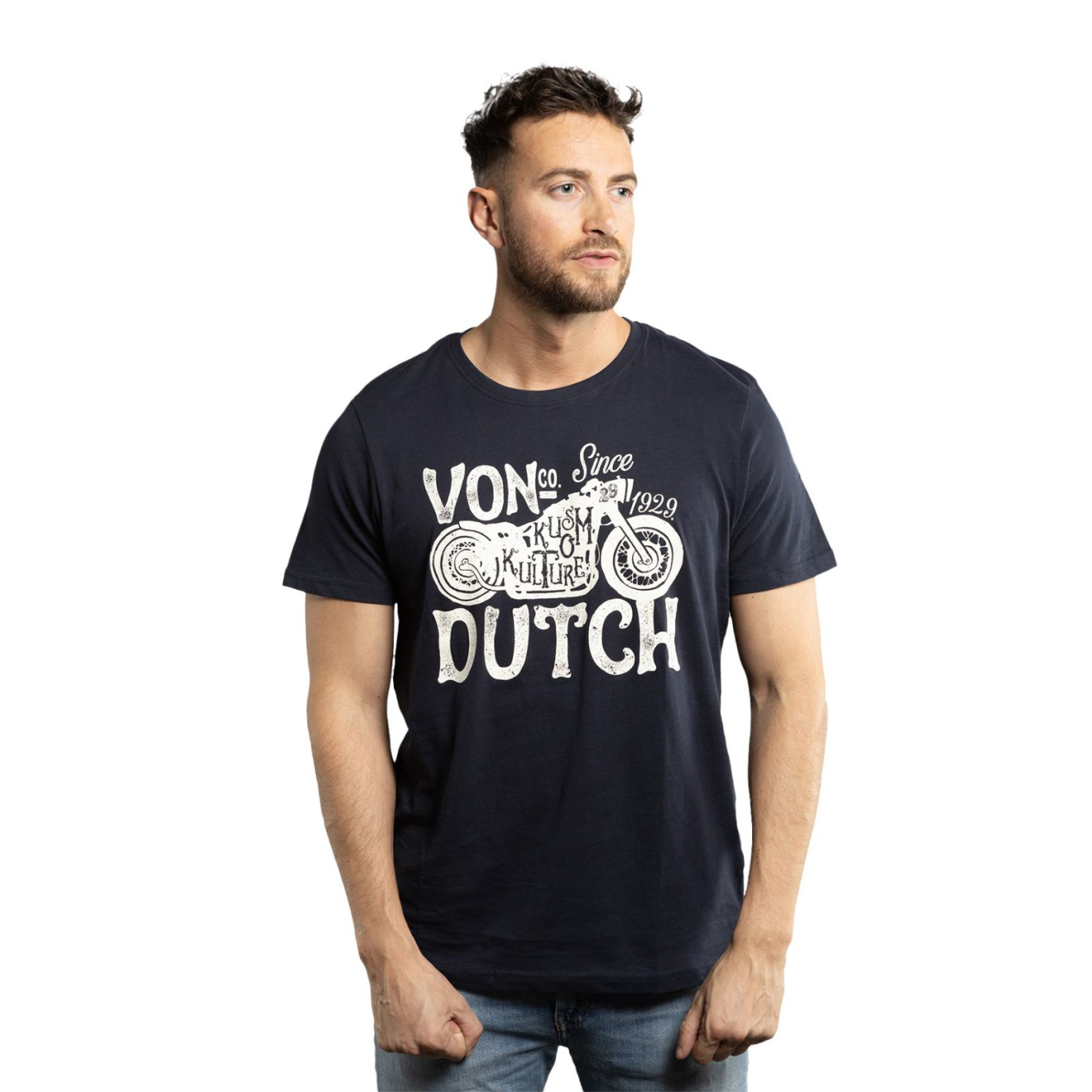 Tee Shirt Bleu Marine coupe Regular Col rond LOGO3 | Homme - Vondutch