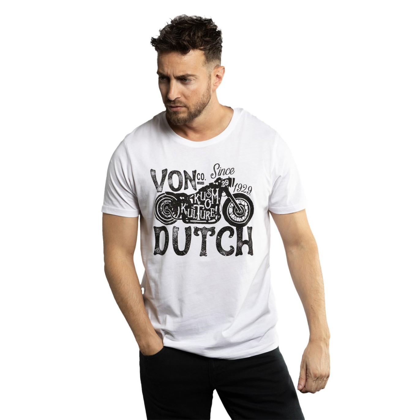 Tee Shirt Blanc coupe Regular Col rond LOGO3 | Homme - Vondutch