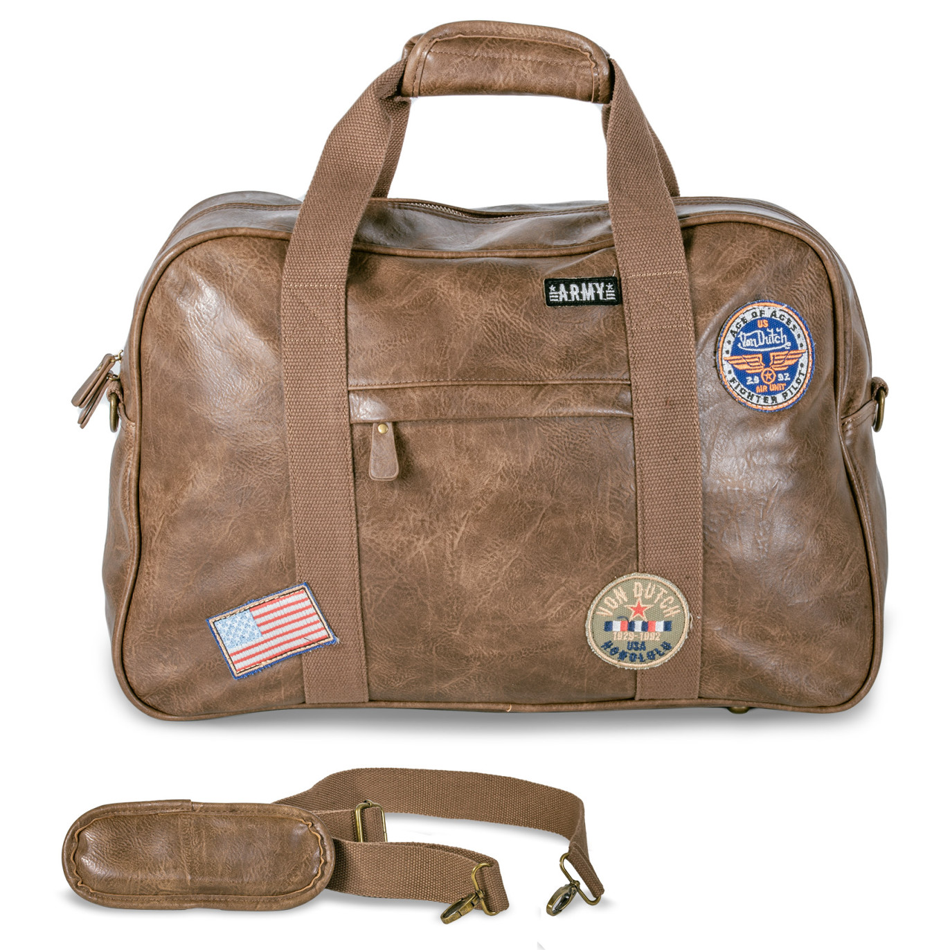 Sac bowling Marron Von Dutch avec Patchs Collection Jingo 