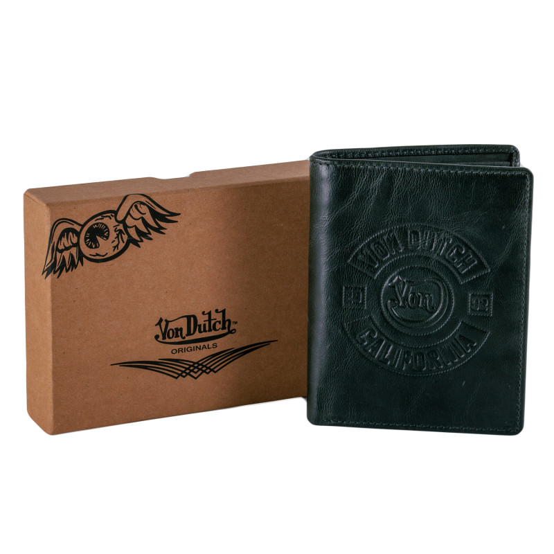 Portefeuille en cuir Vert Foncé Von Dutch