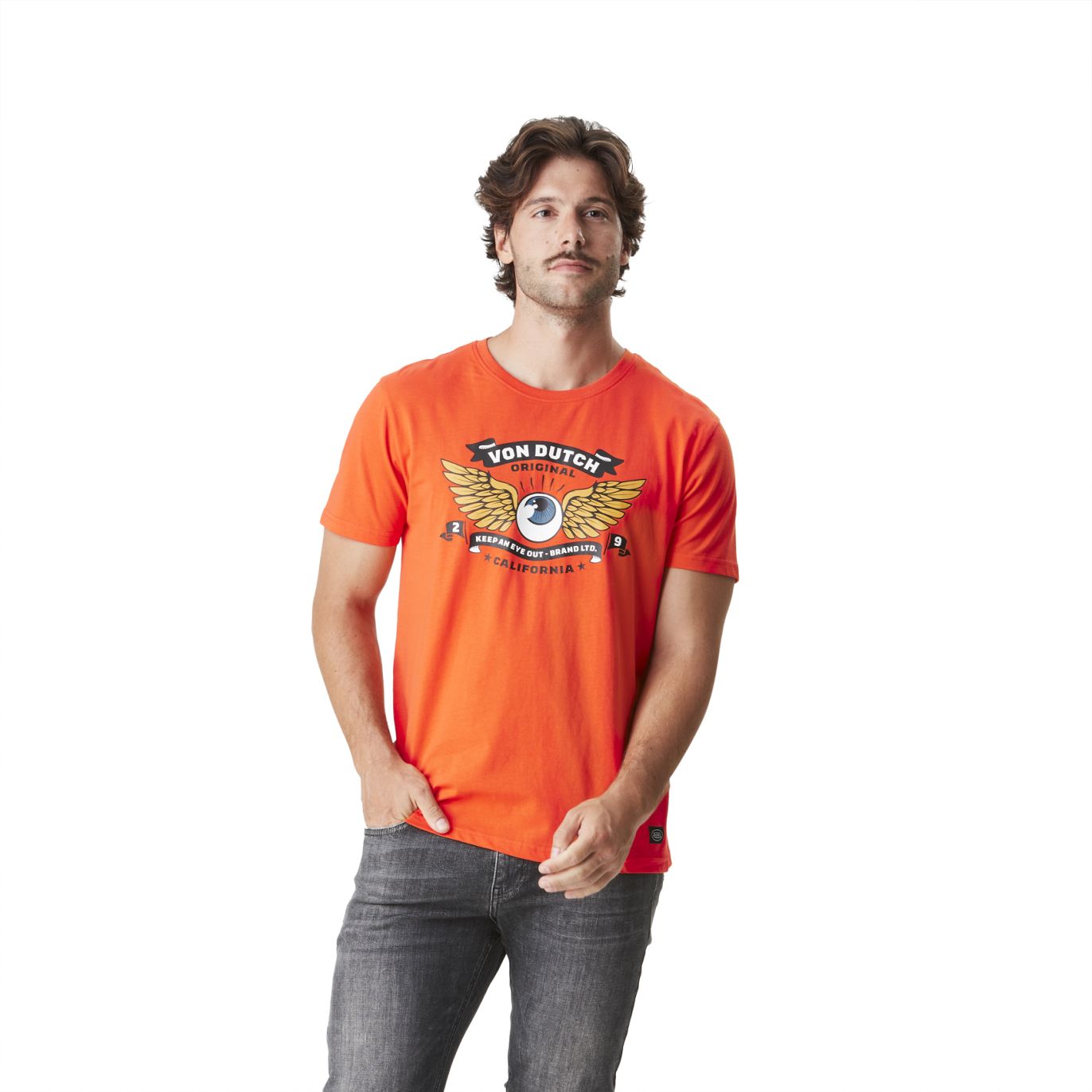 Tee Shirt Orange coupe Regular Col rond WINGS | Homme - Vondutch