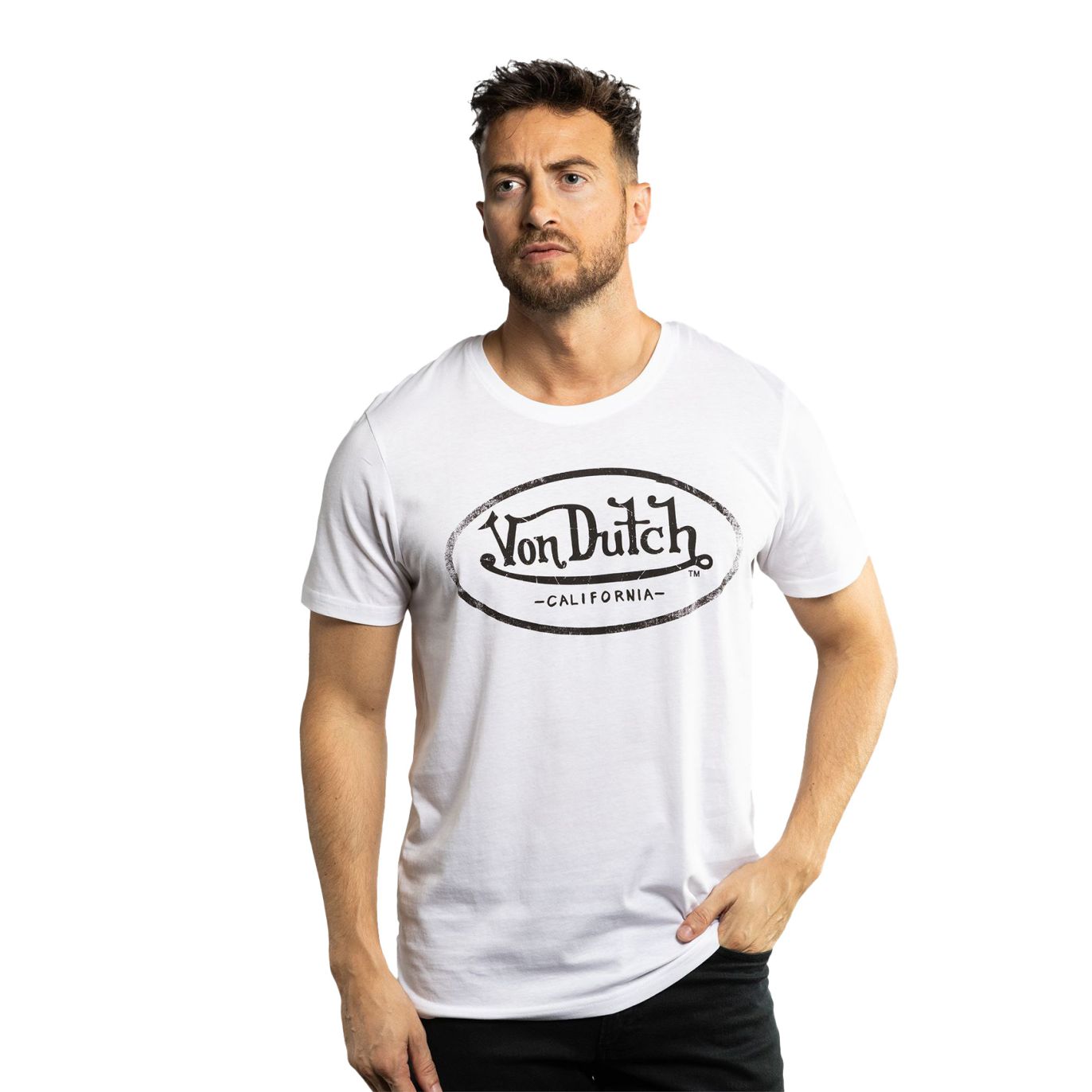 Tee Shirt Blanc coupe Regular Col rond LOGO 2 | Homme - Vondutch