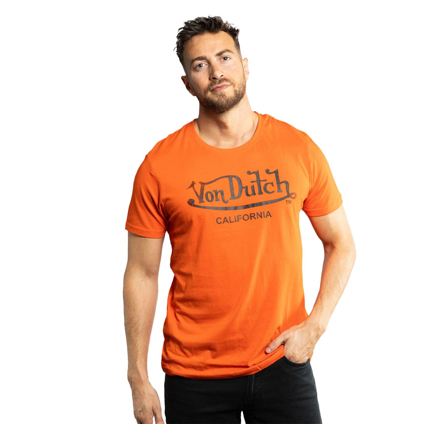 Tee Shirt Orange coupe Regular Col rond LOGO 1 | Homme - Vondutch