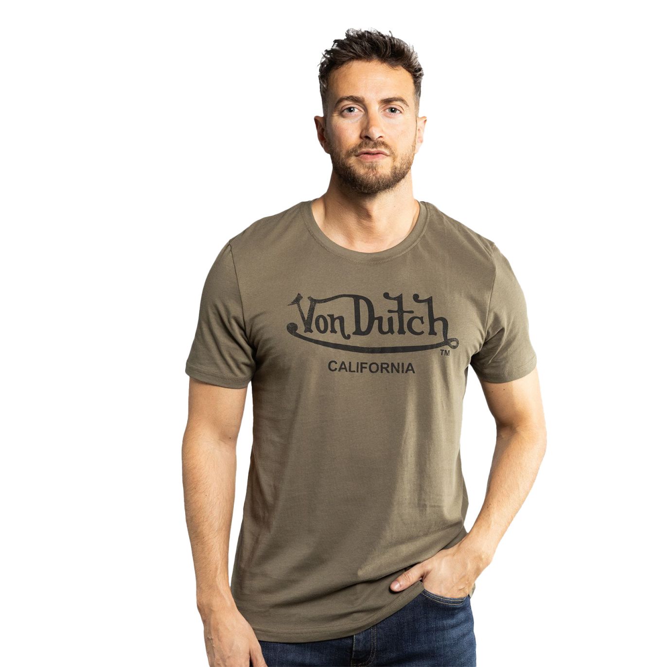 Tee Shirt Kaki coupe Regular Col rond LOGO 1 | Homme - Vondutch