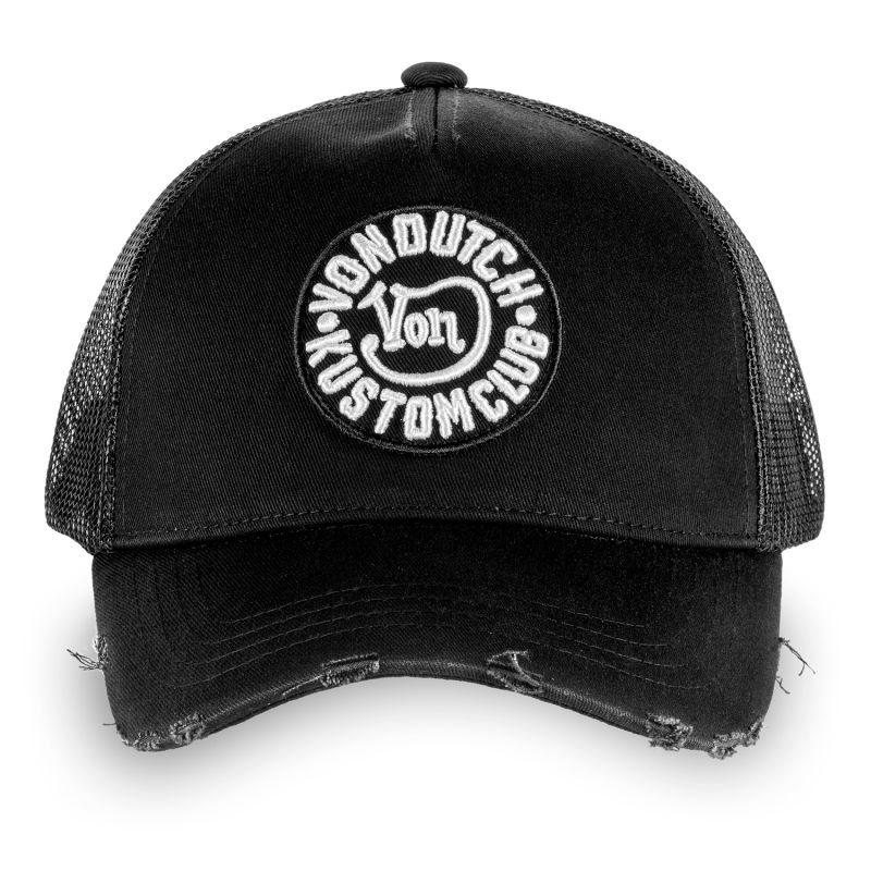 Casquette Vondutch Noire Trucker Snapback Effet usé CLUB