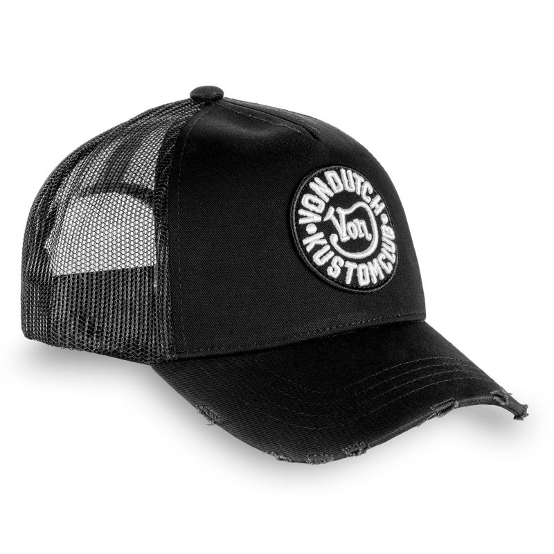 Casquette Vondutch Noire Trucker Snapback Effet usé CLUB