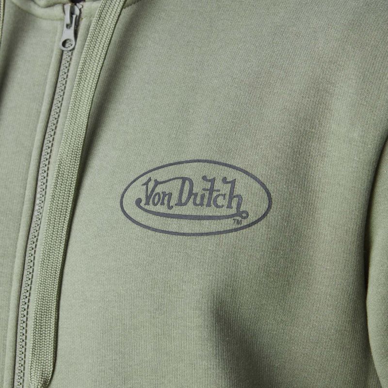 Sweat à Capuche Zippé Vert Molletoné SLIMAN | Homme - Vondutch