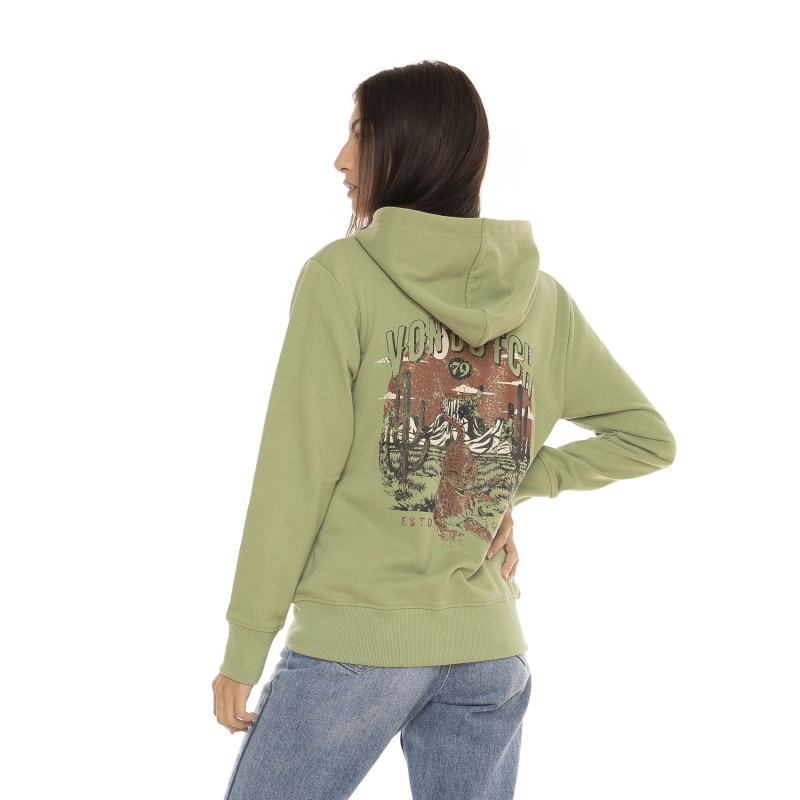 Sweat zippé à capuche femme avec print Desert