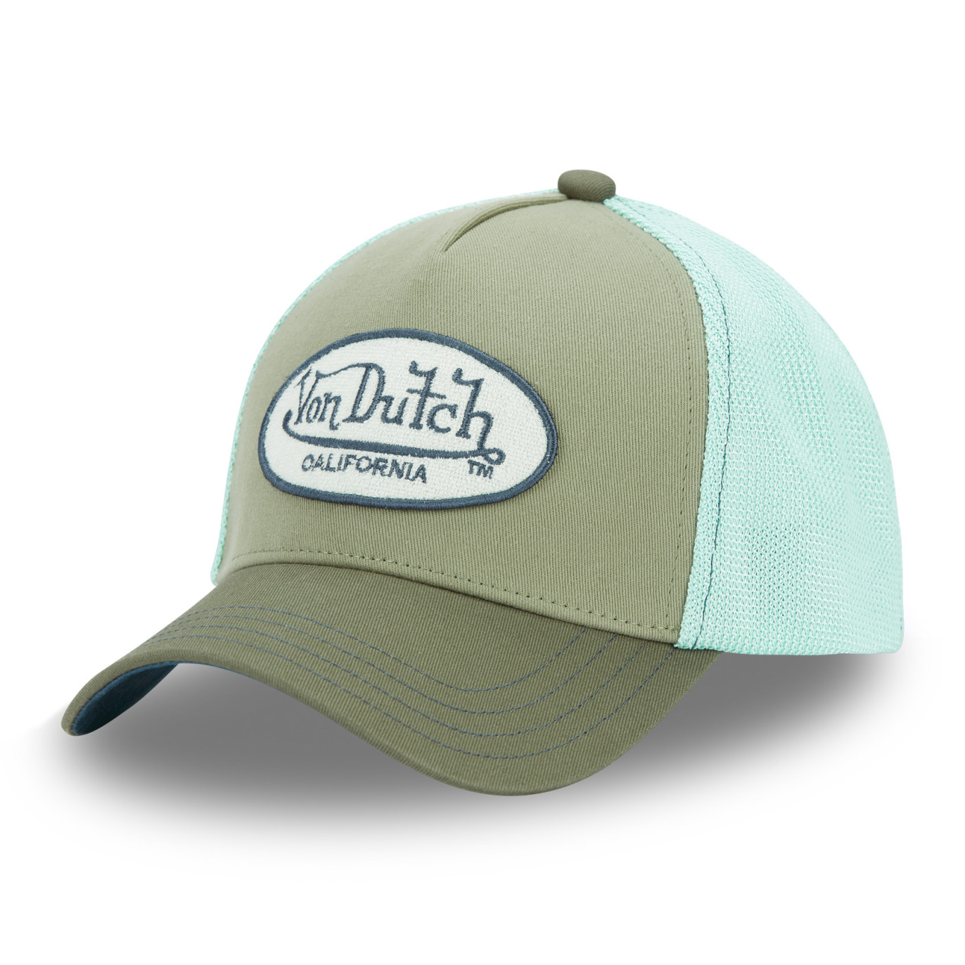 Casquette Vondutch Kaki, Turquoise, Trucker Patch Bouclette Snapback TERRY