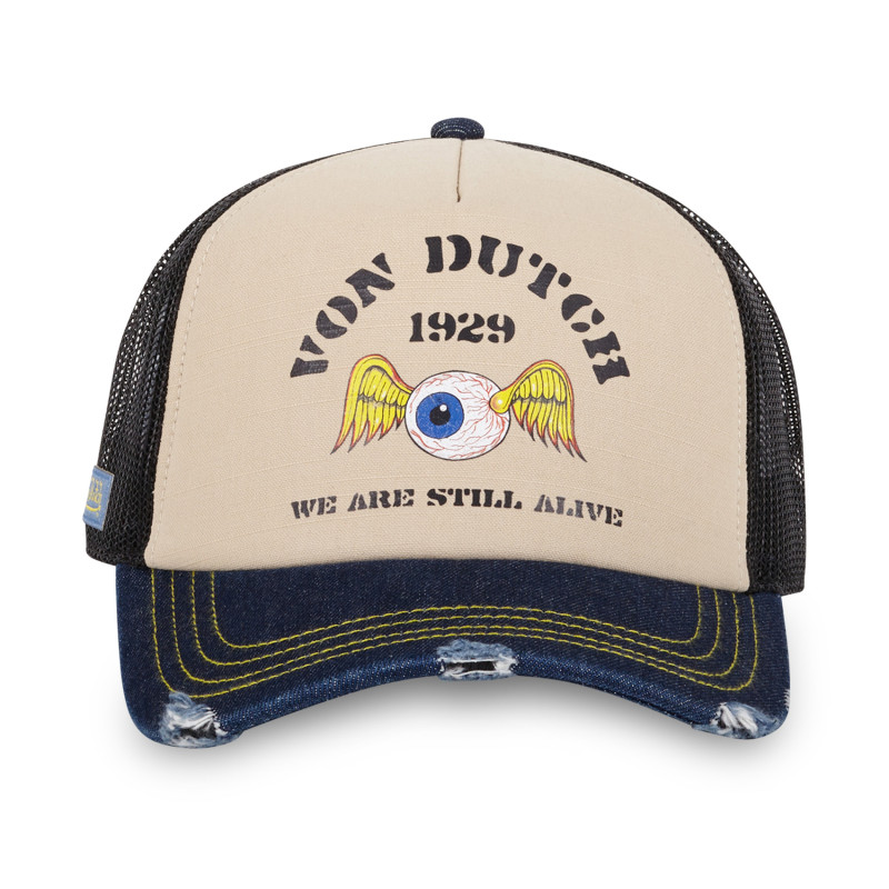 Casquette trucker avec filet effet bambou et print devant Crew