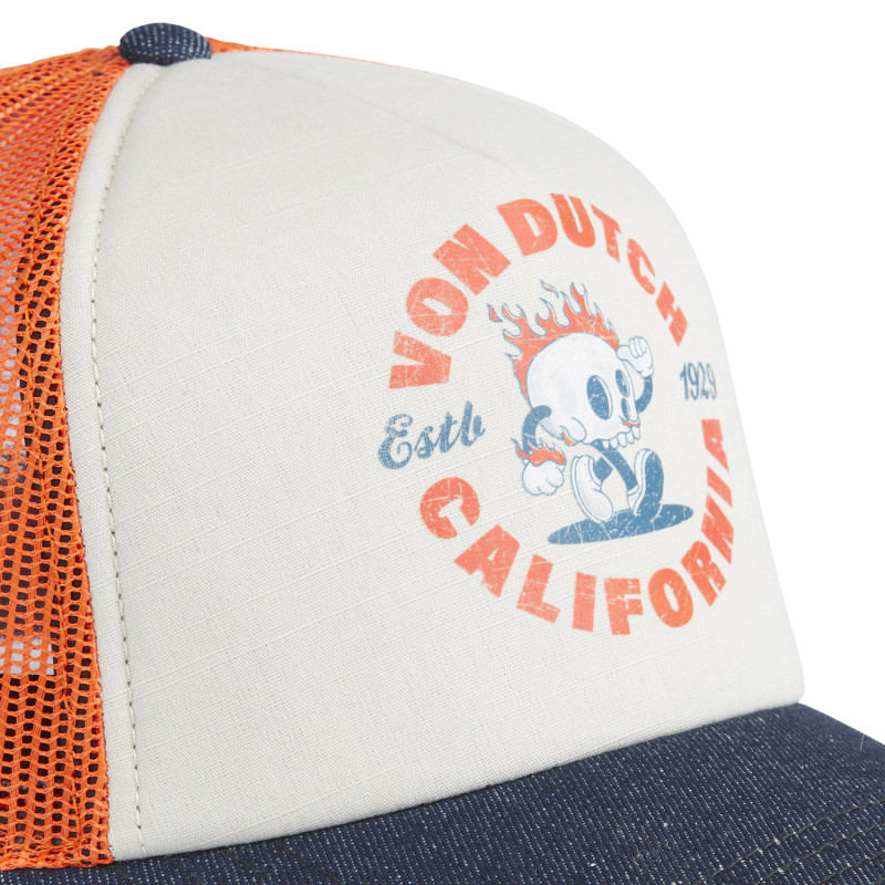 Casquette trucker avec filet effet bambou et print devant Crew