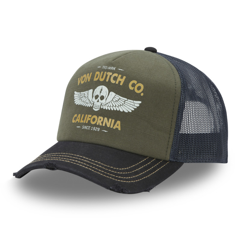 Casquette trucker avec filet effet bambou et print devant Crew