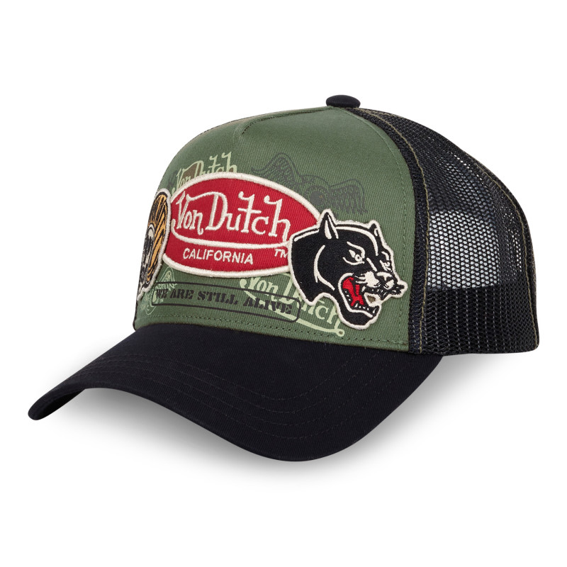 Casquette Vondutch Kaki, Noir, Trucker Snapback PATCHES | Von Dutch