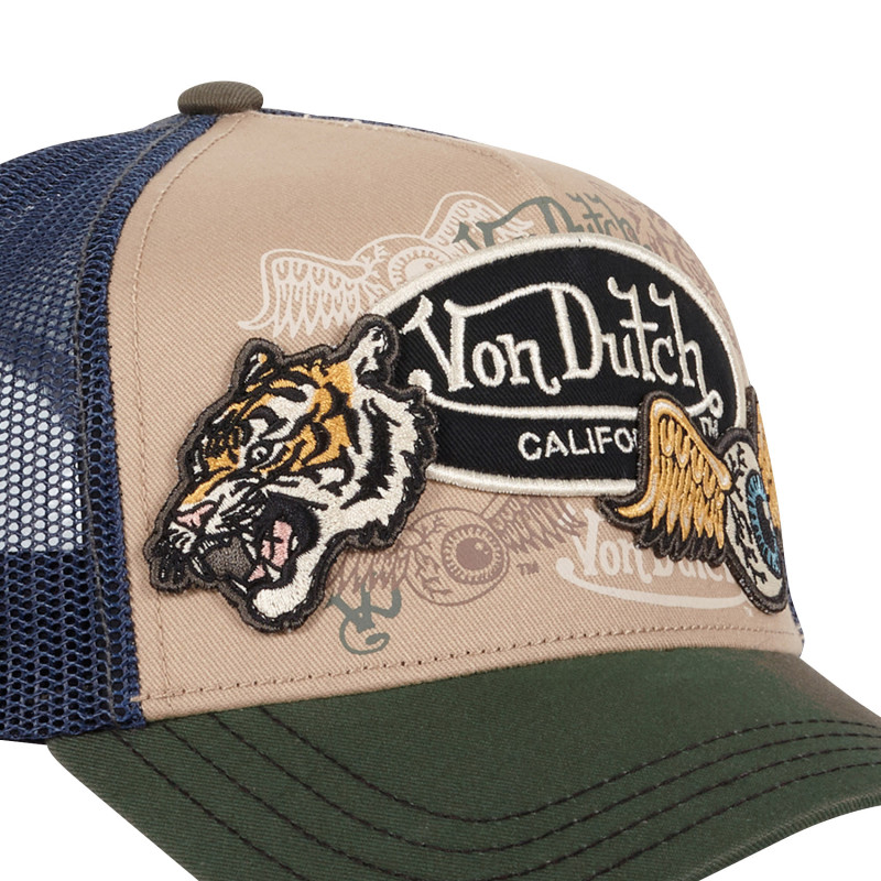Casquette Vondutch Beige, Kaki, Trucker Snapback PATCHES | Von Dutch