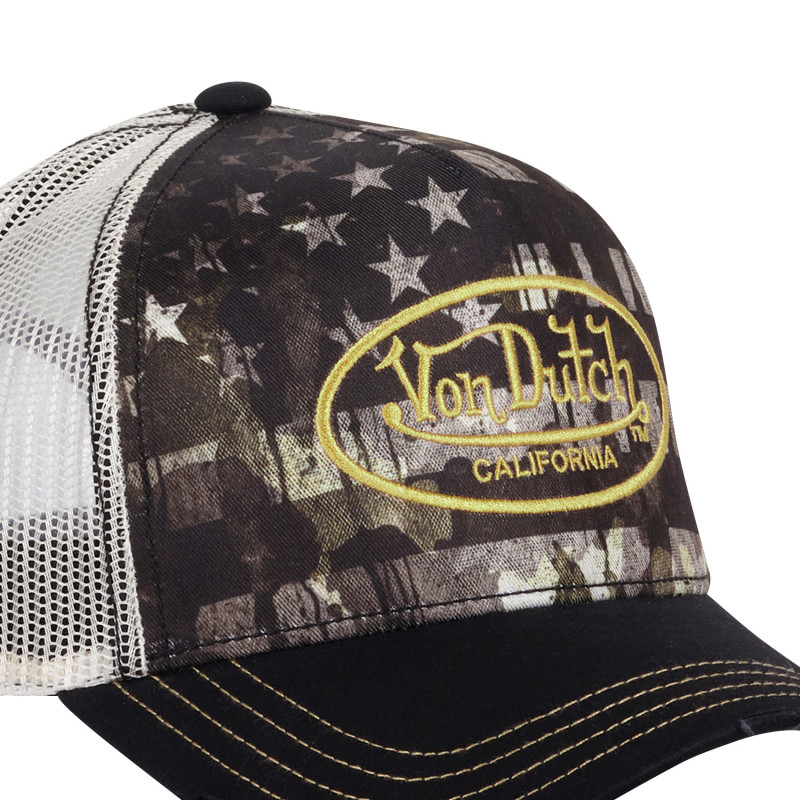 Casquette Vondutch Noire Trucker Snapback Visière effet Usé SUBLI | Von Dutch
