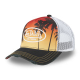 Casquette Vondutch Orange, Noir, Blanc Trucker Snapback Visière effet Usé SUBLI