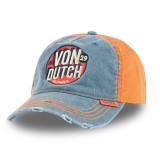 Casquette Vondutch Bleue Baseball Denim Strapback / Boucle effet délavé et usé RETRO