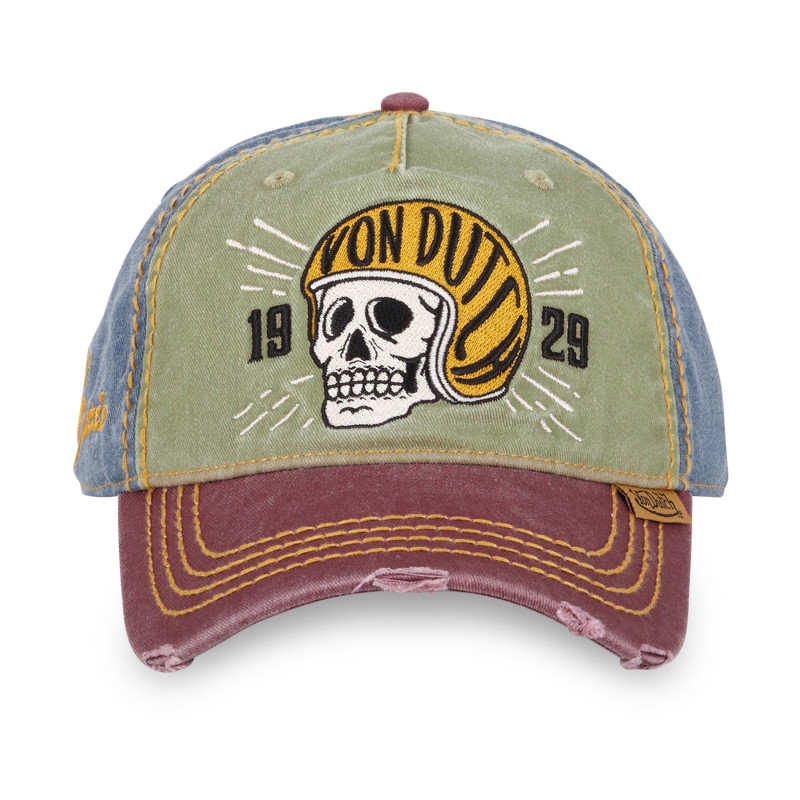 Casquette baseball en sergé de coton effet usé Retro Skull