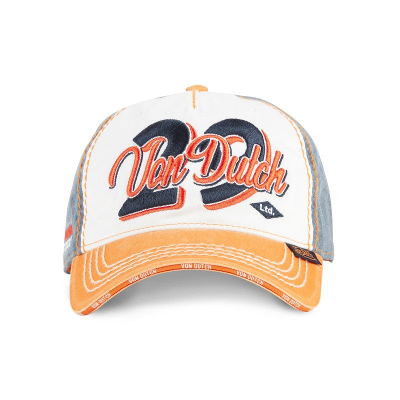 Casquette Vondutch Orange Baseball Denim effet Délavé Strapback / Boucle RETRO | Von Dutch