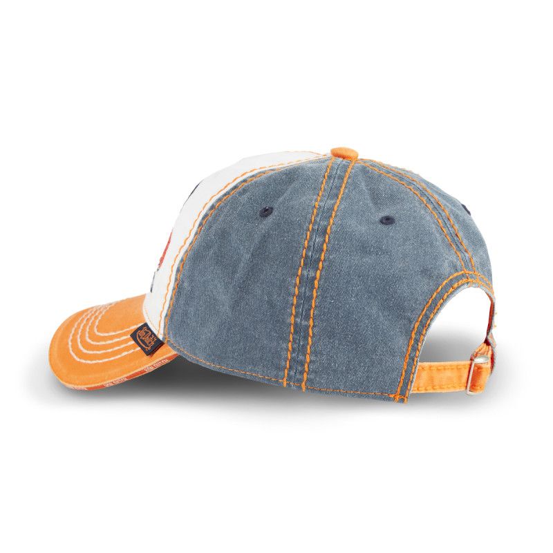 Casquette Vondutch Orange Baseball Denim effet Délavé Strapback / Boucle RETRO | Von Dutch