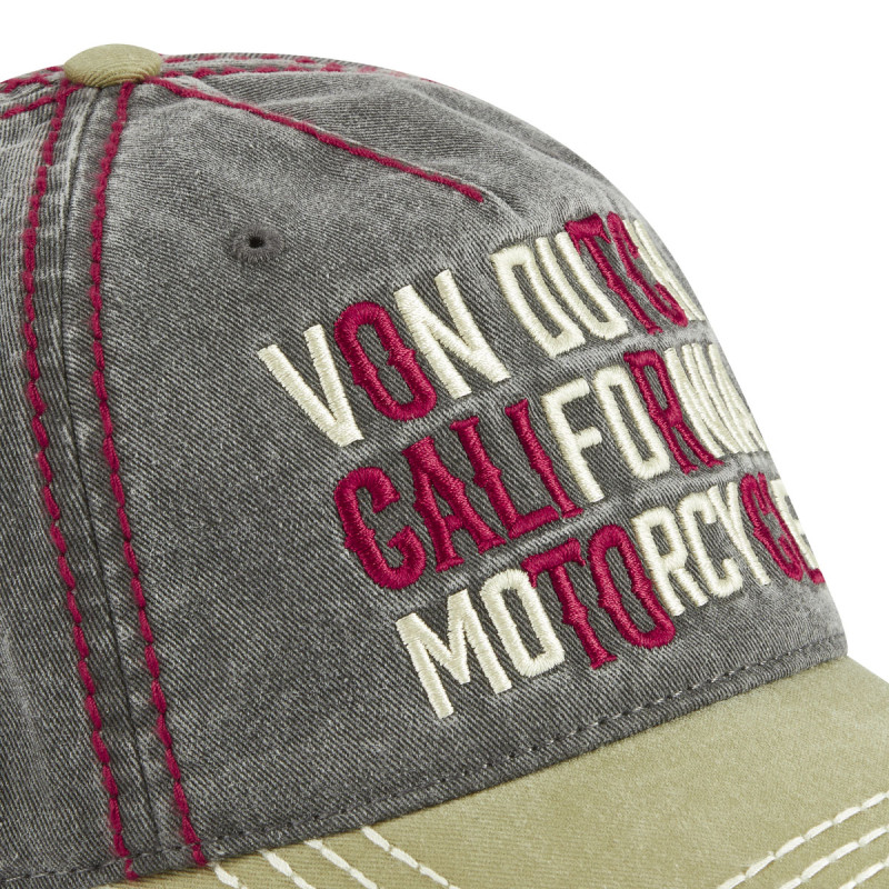 Casquette Vondutch Grise Baseball Denim Strapback / Boucle effet délavé et usé RETRO | Von Dutch