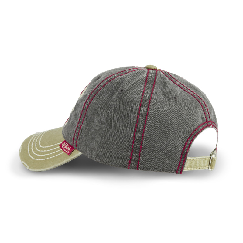 Casquette Vondutch Grise Baseball Denim Strapback / Boucle effet délavé et usé RETRO | Von Dutch