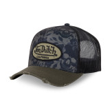 Casquette Vondutch Bleu, Kaki, Trucker Snapback Visière effet Usé PRINT