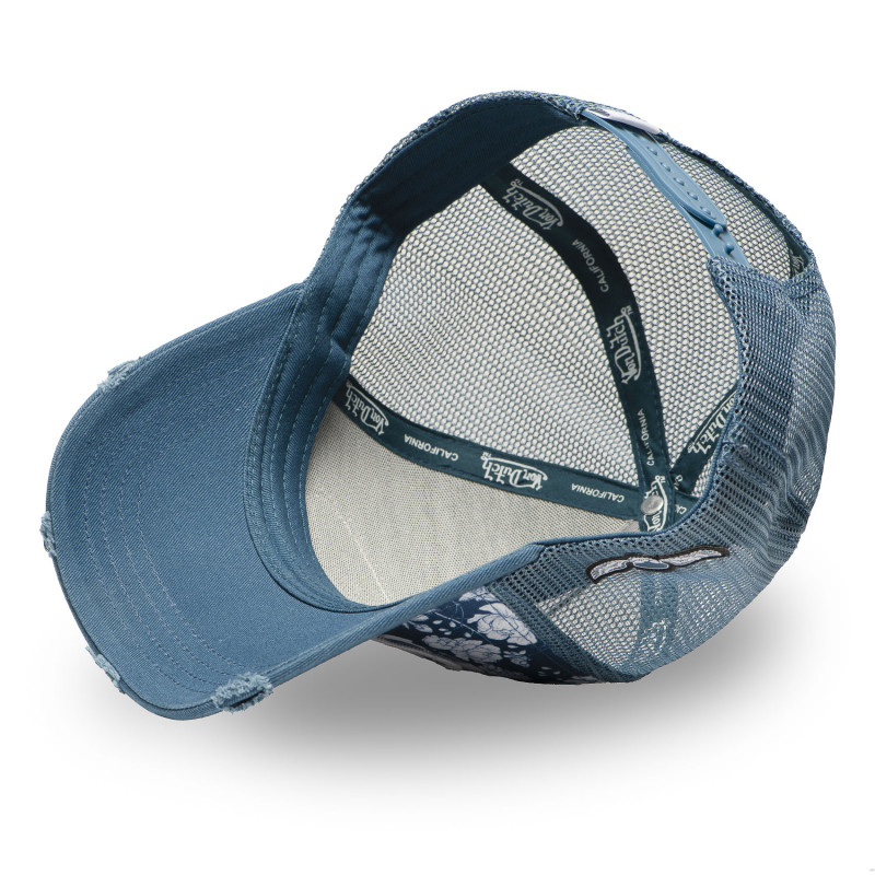 Casquette Vondutch Bleu, Blanc, Trucker Snapback Visière effet Usé PRINT | Von Dutch