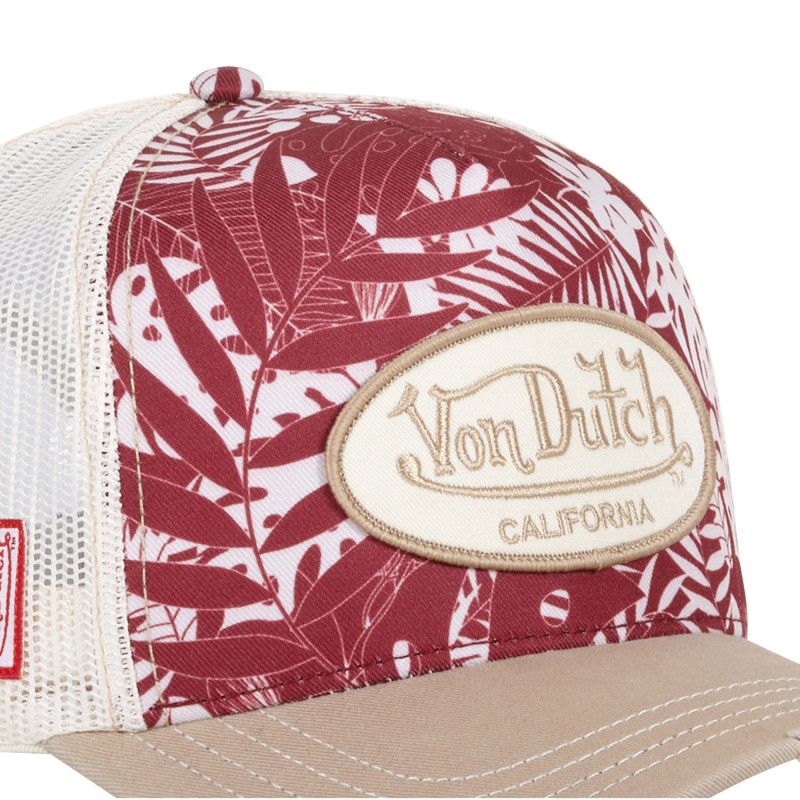 Casquette Vondutch Rouge, Beige, Trucker Snapback Visière effet Usé PRINT | Von Dutch