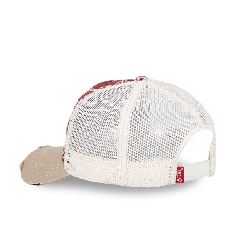 Casquette Vondutch Rouge, Beige, Trucker Snapback Visière effet Usé PRINT | Von Dutch