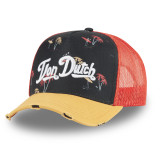 Casquette Vondutch Noir, Orange, Trucker Snapback effet Usé PRINT