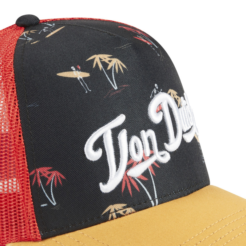 Casquette Vondutch Noir, Orange, Trucker Snapback effet Usé PRINT | Von Dutch