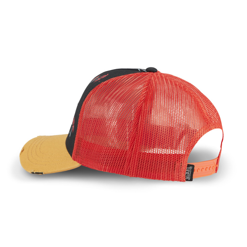 Casquette Vondutch Noir, Orange, Trucker Snapback effet Usé PRINT | Von Dutch